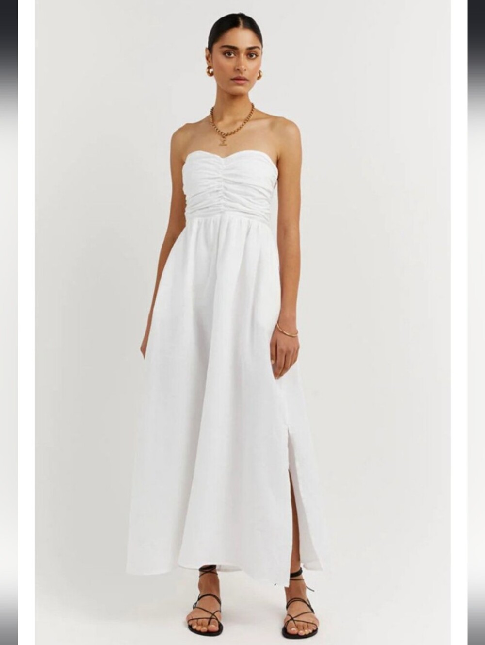 DISSH Bonnie White Sweetheart Midi Dress